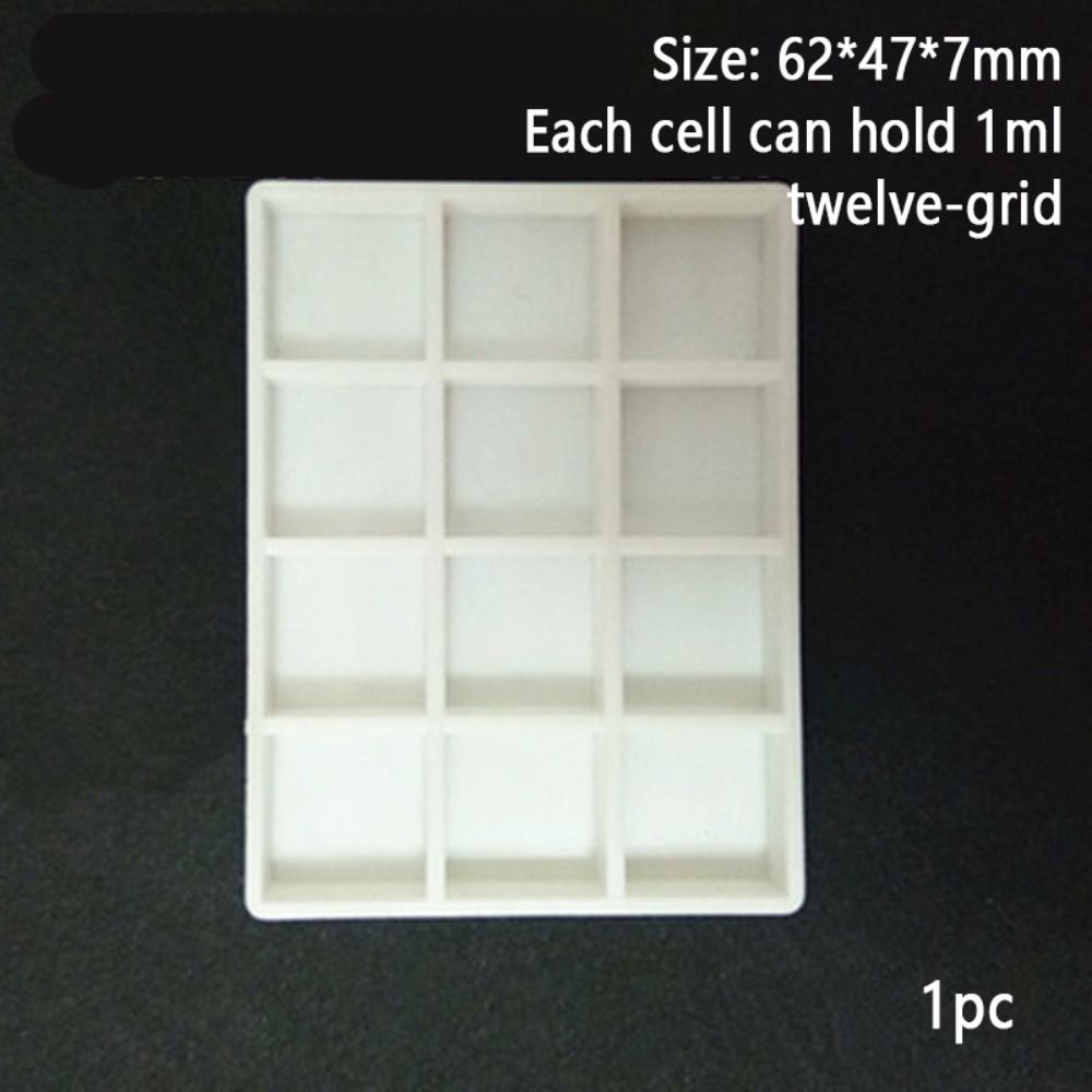 Kleine tragbare Mini-Aquarell-Farbbox, quadratisch, weiß/transparent, weiß, leere Kunststoff-Farbpfanne, Kunststoff, mehrdimensional: Blau