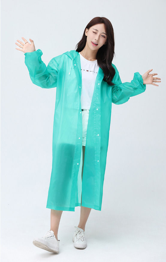 FGHGF di Modo di EVA Donne Impermeabile Ispessito Impermeabile Cappotto di Pioggia Donne Sereno Trasparente di Campeggio Impermeabile Impermeabili Vestito: green