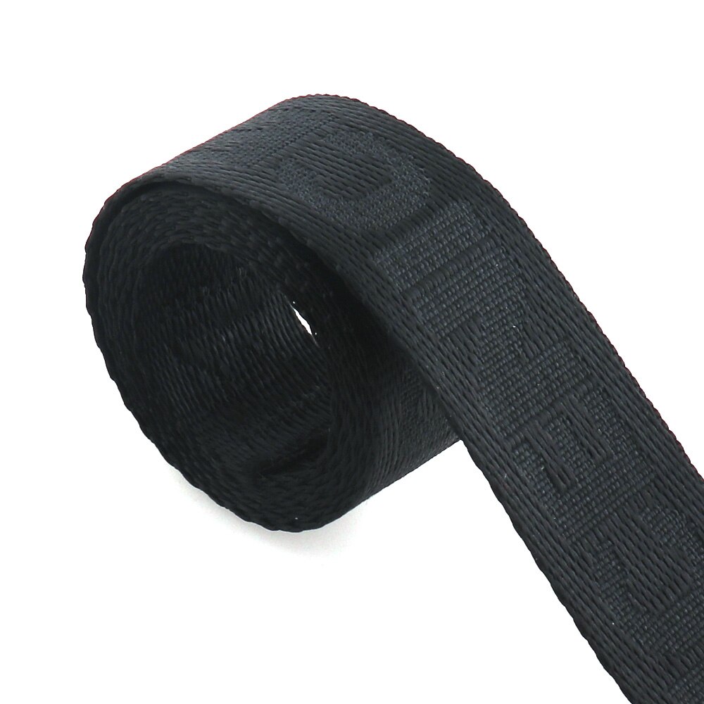 25mm Black Webbing With Letter Pattern Ribbon Polyester Cotton Canvas Webbing Belt Strap Garments Ribbon for DIY