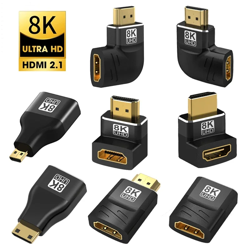 8K Hdmi 2.1 Adapter 90 270 Graden Rechte Hoek Man Naar Vrouw Converter Hdmi Kabel Verlengstuk Connector Voor Tv Laptop Pc Monitor