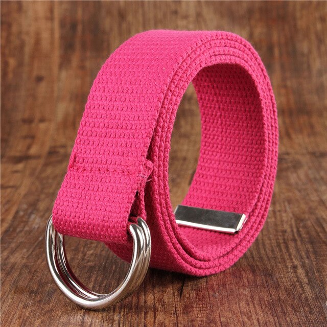 Beste Ybt Unisex Riem Canvas Legering Dubbele Ring Gesp Riem Verstelbare Outdoor Casual Multicolor Vrouwen En Mannen Riem: J Rose red