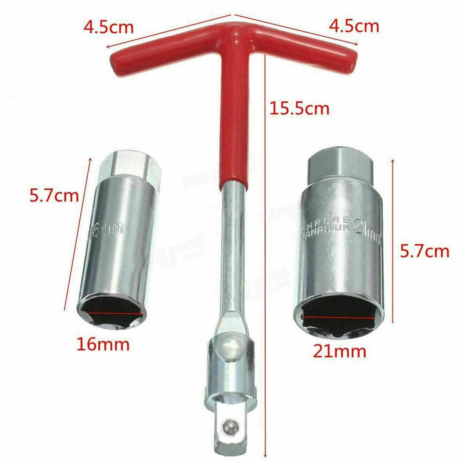 Spark Plug Removal Tool 16mm and 21mm Flexible Spanner Socket 4-17 T Handle T Bar