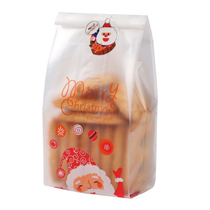 50pcs Santa Merry Christmas Sack Plastic Packing Bag Presents for Christmas