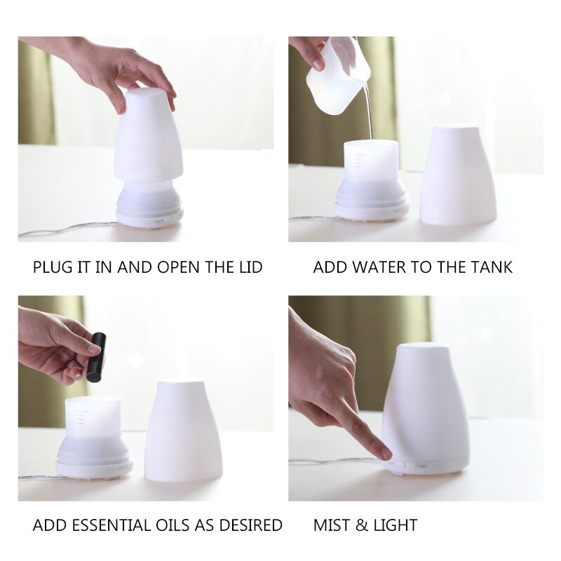 Mini Humidifier Night Light Electric Air Diffuser Ultrasonic Atomizer Desktop Essential Oil Aromatherapy Machine Adjustable
