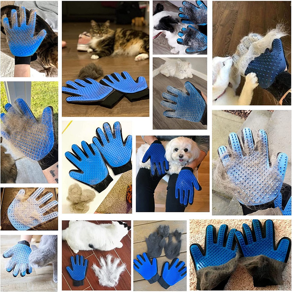 Guante de goma para mascotas, guante de aseo para gatos, peines para el pelo para perros y gatos, herramientas de baño para mascotas, guante de masaje, cuidado, suministros para perros y gatos limpios