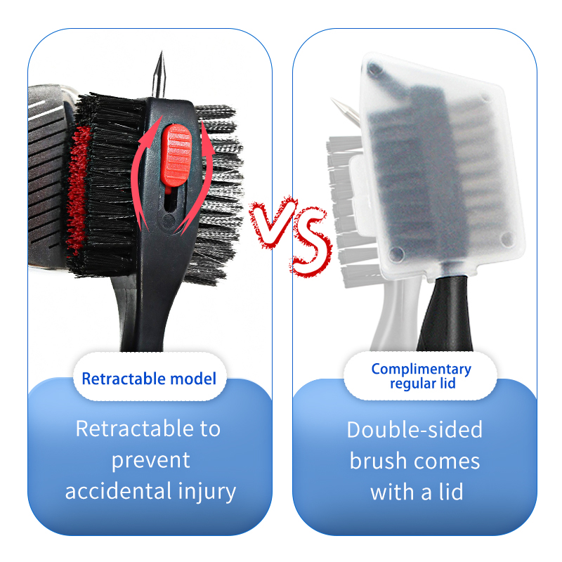Golfclubborstel Golf Groove Reinigingsborstel 2-zijdige Golf Putter Wedge Ball Groove Cleaner Kit Reinigingsgereedschap Golfaccessoires