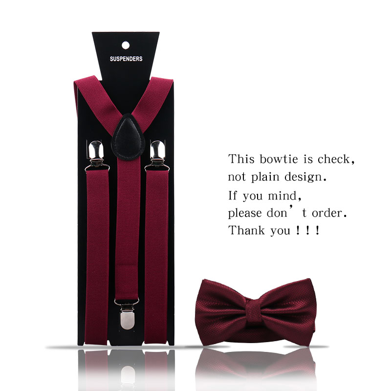 Adult Men's Suspenders And Bow Tie Two Pcs Set Harness Man For Pants Gentleman Suit Accessories Wedding Business: Rose Red