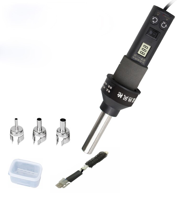450W Lcd Verstelbare 450 Graden Elektronische Heat Air Gun Desolderen Soldeerstation Ic Smd Bga Rework 3 Nozzle 8018 Lcd: Oranje