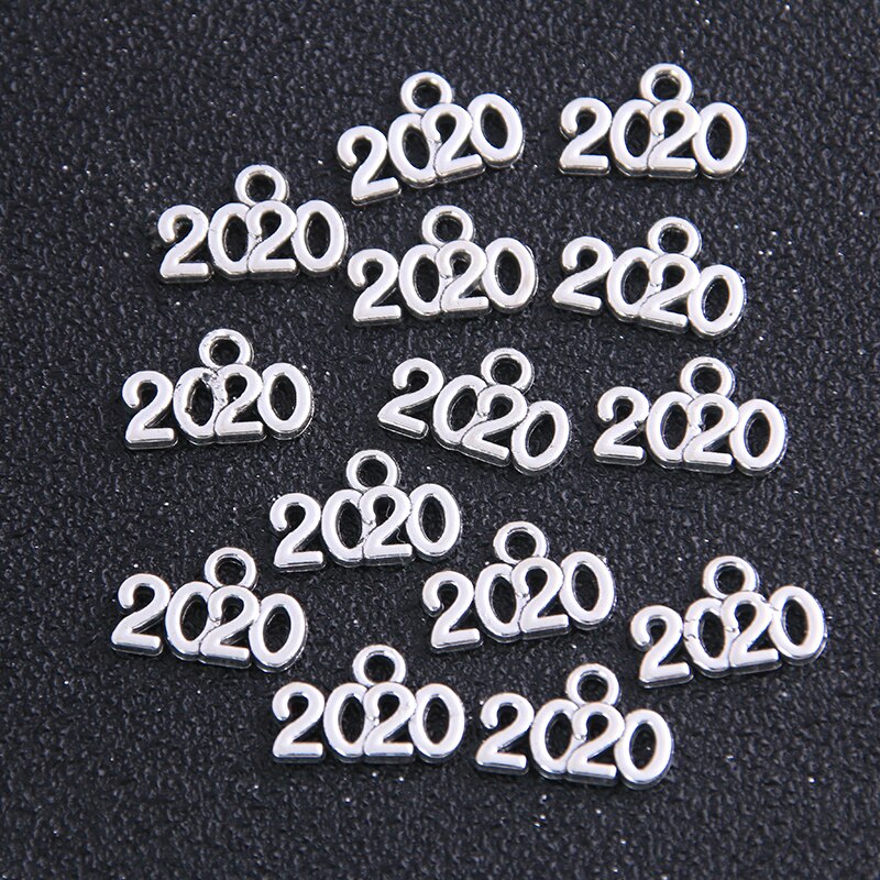 40 Uds. Colgantes de letras 2022, 10x14mm, colgantes de Color dorado, fabricación de joyas antiguas, artesanal hecho a mano: 2020