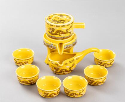 Paarse Klei Steen Slijpen Semi-Automatische Thee Set Creatieve Kung Fu Thee Pot Thee Ceremony Supplies Voor Maken Oolong Thee Pu'er thee