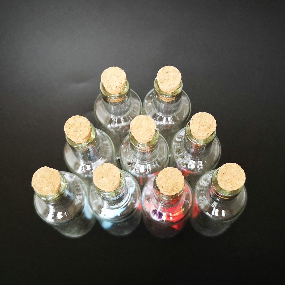 Bocaux à souhaits en verre Transparent avec bouchon en liège, petite bouteille de vin de 15ml, 24x70x8mm, 20 pièces
