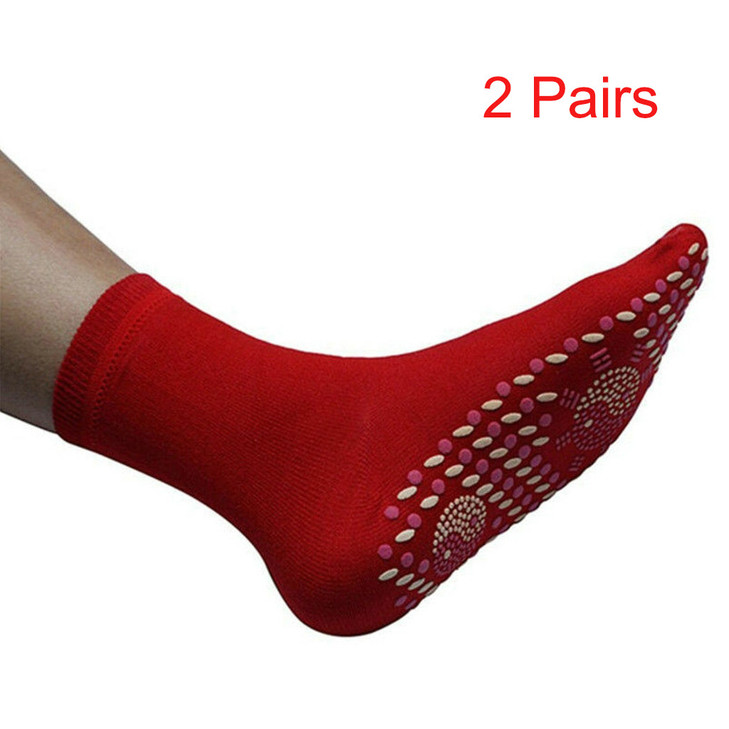 Turmalin selvopvarmning opvarmede sokker til kvinder mem hjælp varme kolde fødder komfort sundhed opvarmede sokker magnetisk terapi behagelig: 2 stk rød