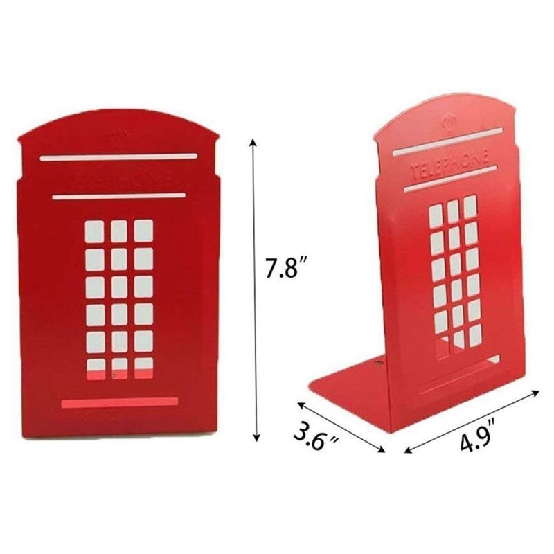 Nuovo-1 Coppia di Londra Cabina Telefonica di Disegno anti-slittata reggilibri libro lo scaffale Supporto di carta Della Cancelleria (Rosso)