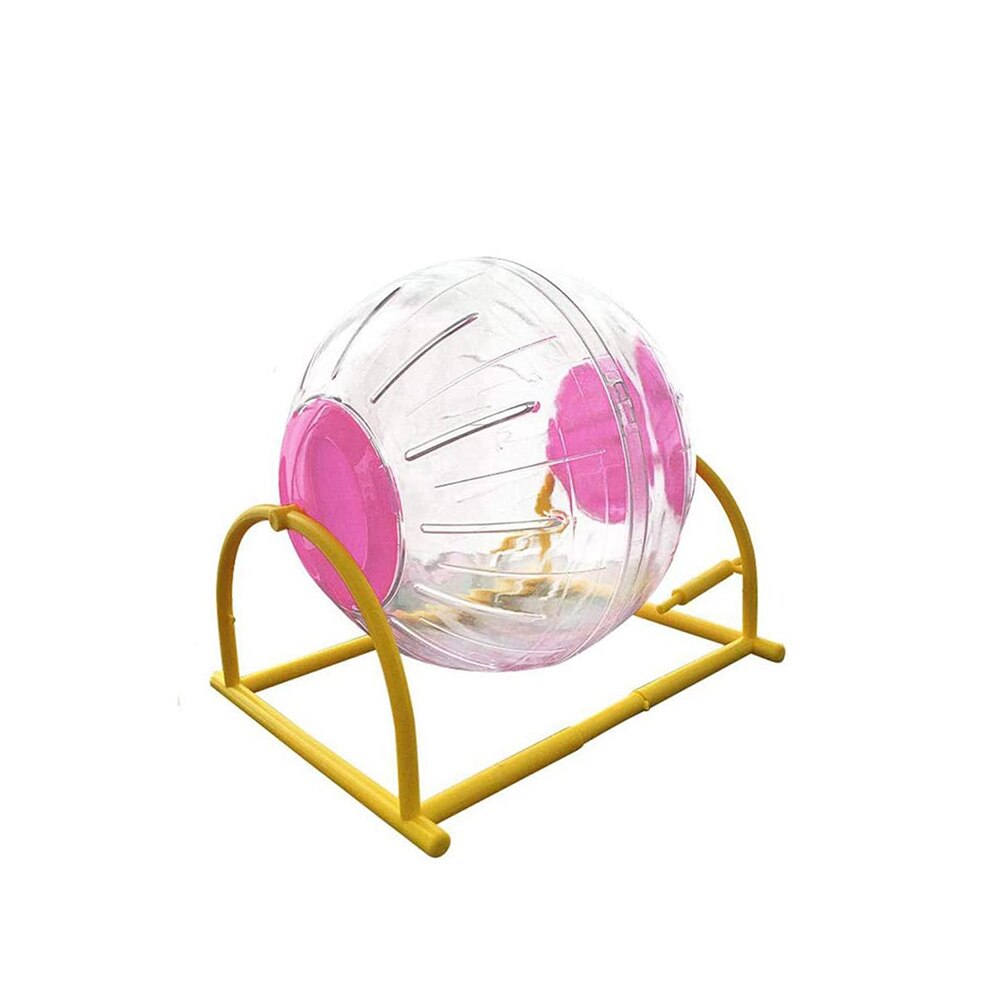 Bola de juguete especial para hámster, Bola de ejercicio con soporte transparente, bola para hámster ligera para animales pequeños: pink