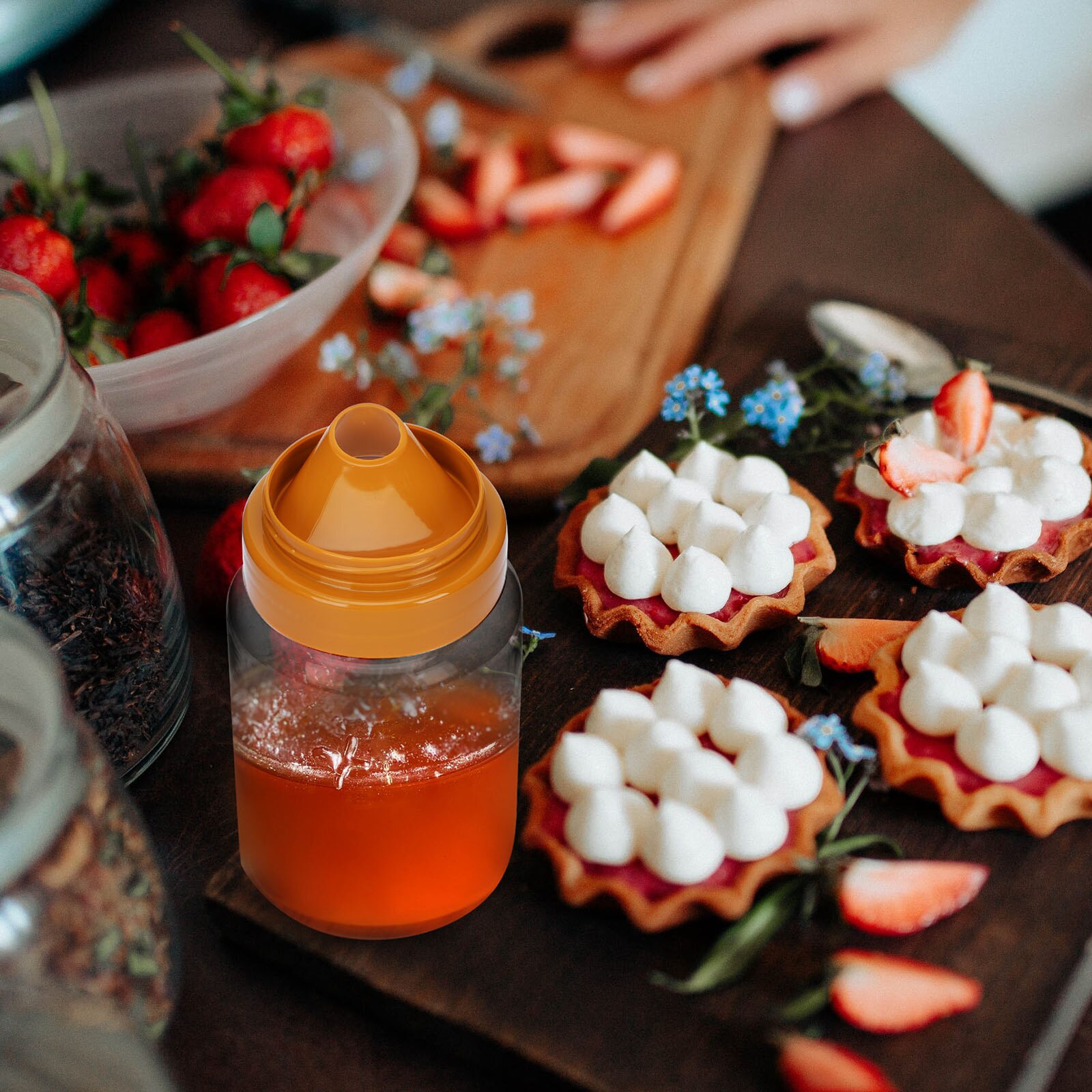 4Pcs Transparent Honey Bottles Household Honey Container Honey Sealed Jars