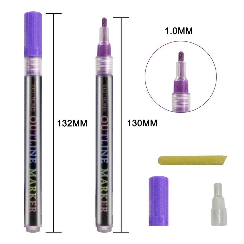24 Colors Double Line Outline Pen Set Metallic Col... – Grandado