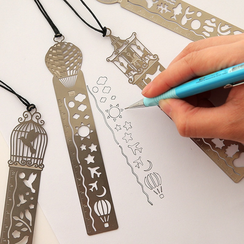 1 pièces mignon Kawaii cheval cage à oiseaux creux métal signet règle pour enfants étudiant école fournitures de bureau outils de dessin