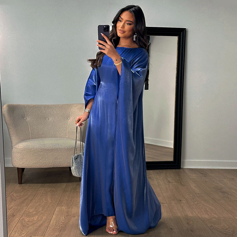 Shiny Butterfly Abaya Women Summer Muslim Loose Party Long Dress Female Solid Comfortable Classic Loose Abaya