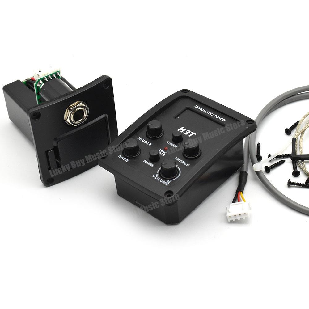 Gitaar Pick-Up 3 Bands Akoestische Gitaar Preamp Eq Tuner Piëzo Voor Akoestische Gitaar