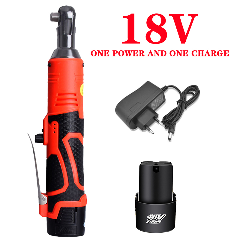 12V/18V Impact Wrench Cordless Rechargeable Electric Wrench 3/8 Inch Right Angle Ratchet Wrenches Impact Driver Power Tool: 18V Red 1 Battery