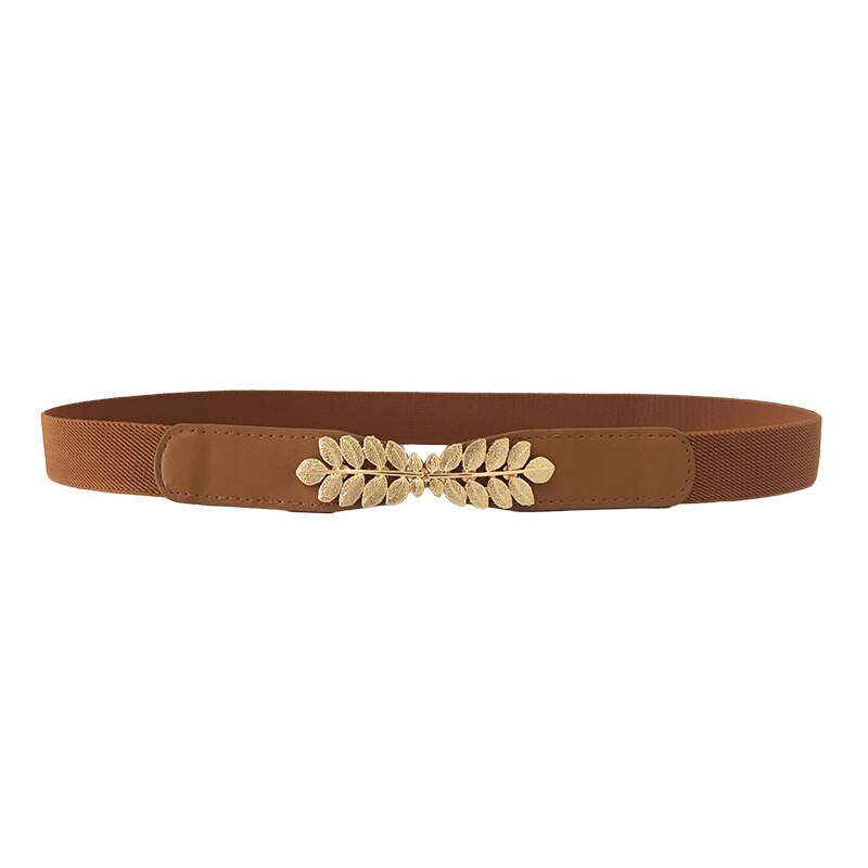 Riem Jurk Eenvoudige Veelzijdige Vrouwen Elastische Riem Dunne Skinny Metalen Goud Elastische Gesp Tailleband Riem Jurk Accessoires: camel