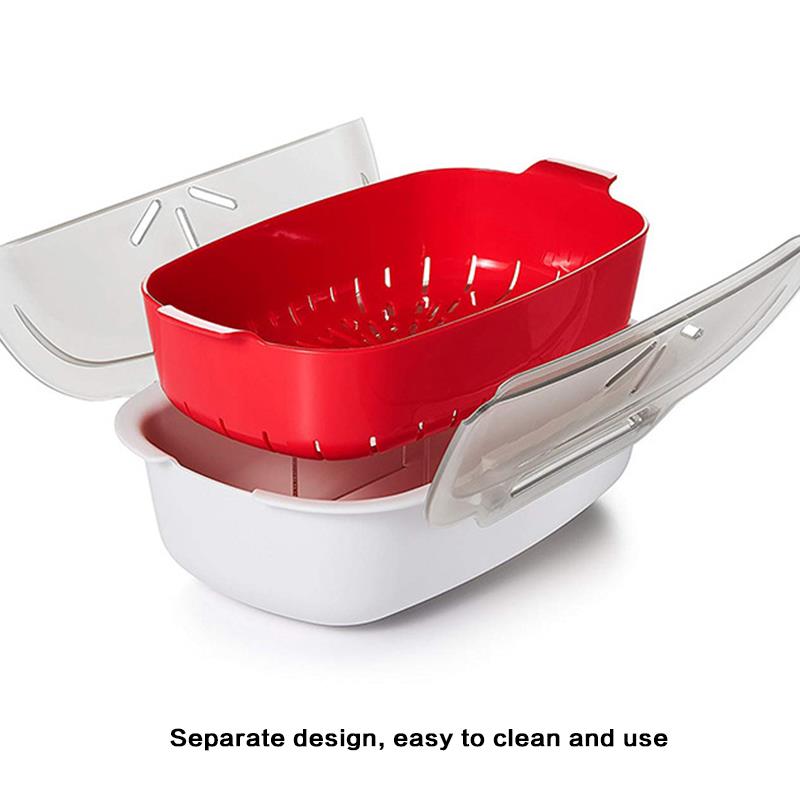 Double-Layer Microwave Oven Food Steamer Food Grade PP Non-Toxic Steaming Dish Food Container Kitchen Cookware Lunch Box