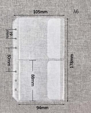 A6 6 Gaten Losse Blad Pvc Tas, Notebook Planner Collection Zig Tas Pen Opslag Ingesloten Bag Accessoire: A6  two pocket