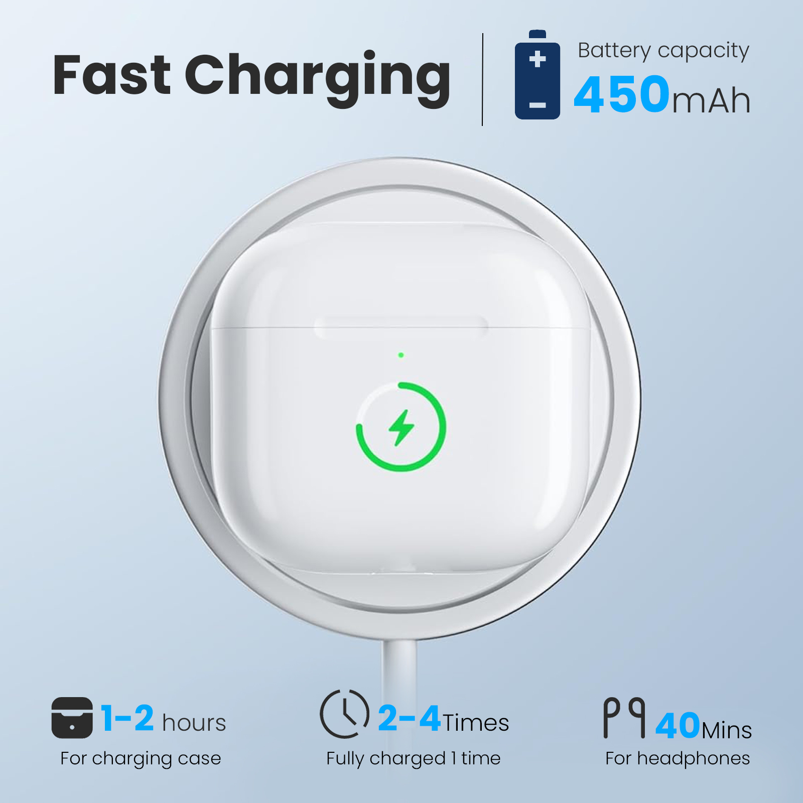 Oplaadetui voor AirPods 4 - BT draadloze oplader met synchronisatieknop Vervangingsaccessoires voor hoofdtelefoon, USB-C-poort, geen oordopjes