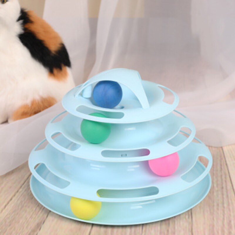 Jouets pour chats en animaux | Tour Interactive, pistes disque entraînement, plaque d'amusement, disque d'intelligence, balles de jouets pour chats pour tranchage, fournitures pour animaux de compagnie: Bleu