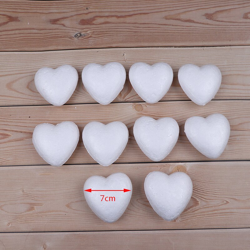 10Pcs Polystyrene Styrofoam Foam Heart-shaped Craft For Christmas Decoration: 7cm