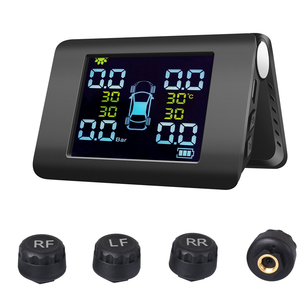 Tpms Zonne-energie Tpms Auto Bandenspanning Alarm 90 Verstelbare Monitor Auto Security System Tyre Pressure Temperatuur Waarschuwing