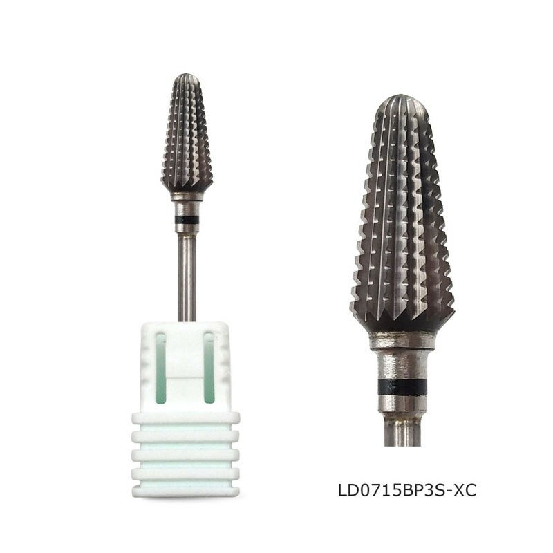Brocas de carburo de tungsteno HYTOOS Tornado, brocas para manicura de 3/32 ", accesorios para taladro eléctrico, lima de uñas, herramientas de corte de fresado: LD0715BP3S-XC