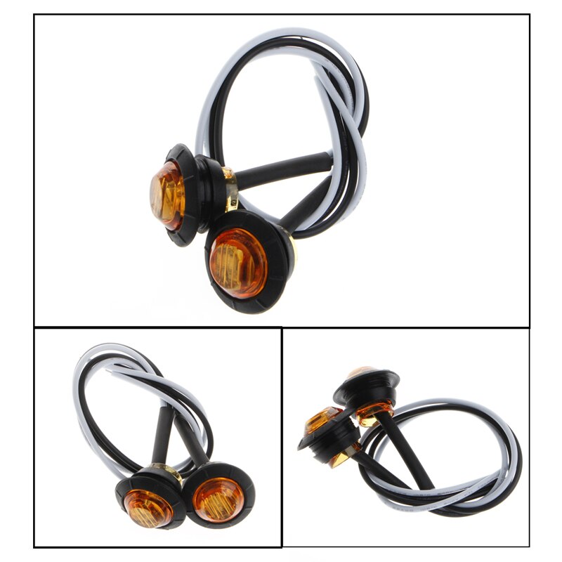 2X Mini Amber 3/4 "Ronde Side 3 Led Marker Trailer Auto Bullet Light Waterdicht