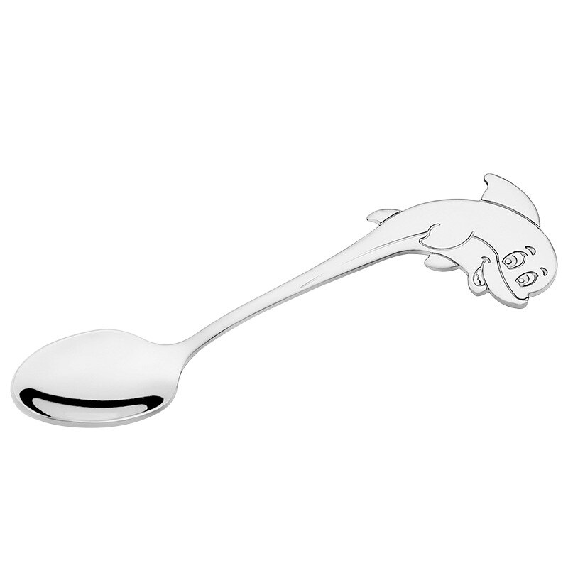 Cute cartoon colorful stainless steel spoon children cartoon dolphin spoon Dessert coffee milk tea small spoon