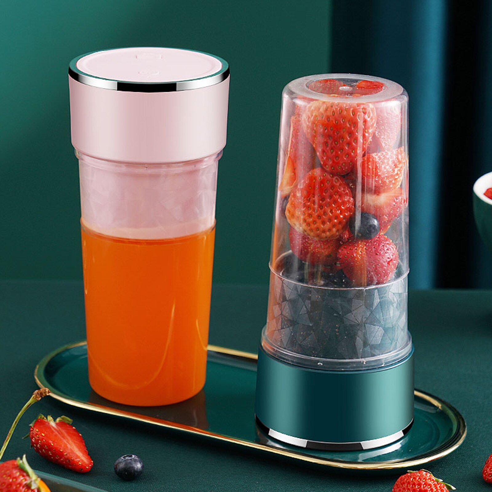 Exprimidor de frutas y verduras lavable, minilicuadora portátil recargable por USB, mezclador de batidos, exprimidor de naranja, 400ML