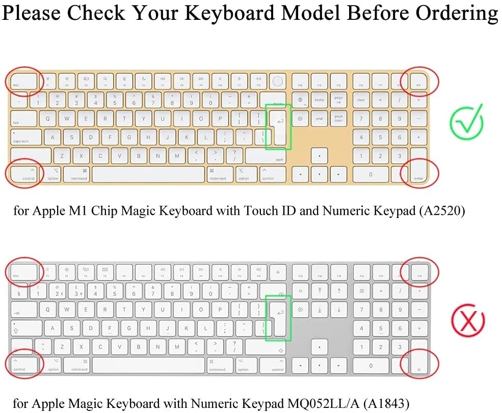 TPU Keyboard Skin Cover For Apple iMac 24 inch M1 Chip US EU EURO Magic Keyboard Numeric Keypad and Touch ID Model A2520