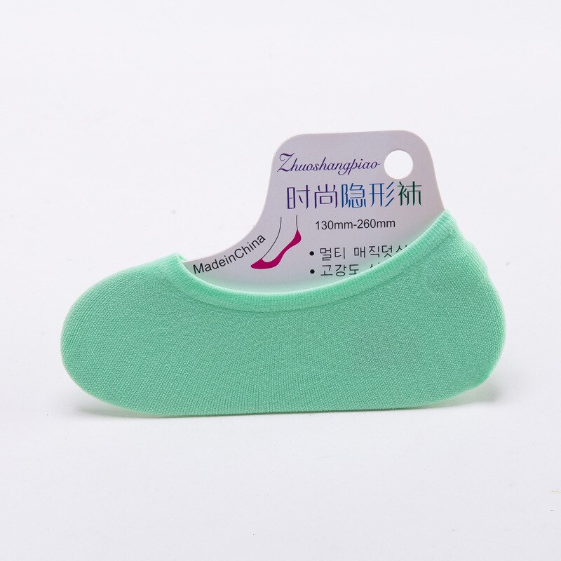 Sokketøfler kvinner fast usynlig silikon anti-skli sommer pustende tøyelig deodorant dame myk tynn enkel: Grønn