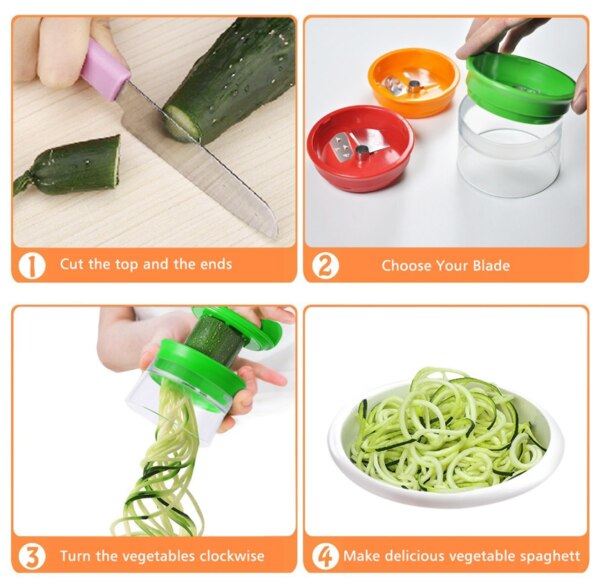 Handheld Spaghetti Plantaardige Spiralizer Fruit Rasp Spiral Slicer Groente Salade Cutter Wortel Komkommer Rasp Spaghetti Maker