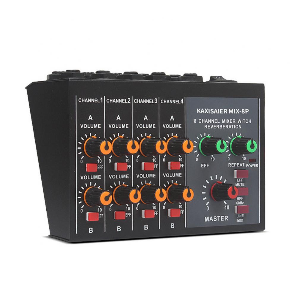 Portable Digital 8-Channel Stereo Sound Mixing Console Reverb Effect Audio Mixer Microphone Accessories