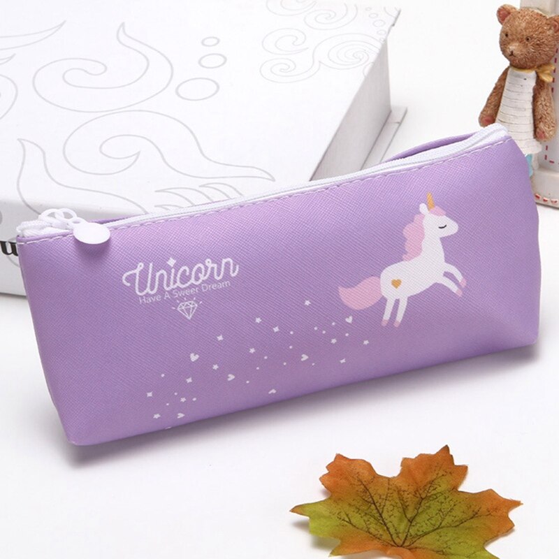 Leuke Cartoon Dier Eenhoorn Etui Kawaii Canvas Kantoor Schoolbenodigdheden Briefpapier Potlood Tas Meisje Student