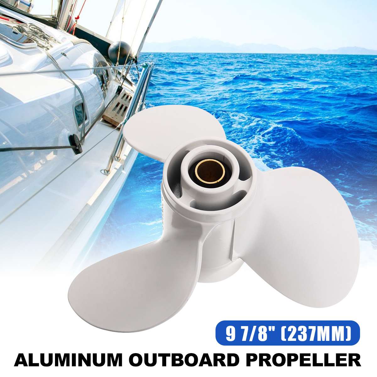 Boat Outboard Propeller 664-45947-01-EL 9 7/8x11 1/4 Aluminium for Yamaha 20-30HP White R Rotation 3 Blades 10 Spline Tooth