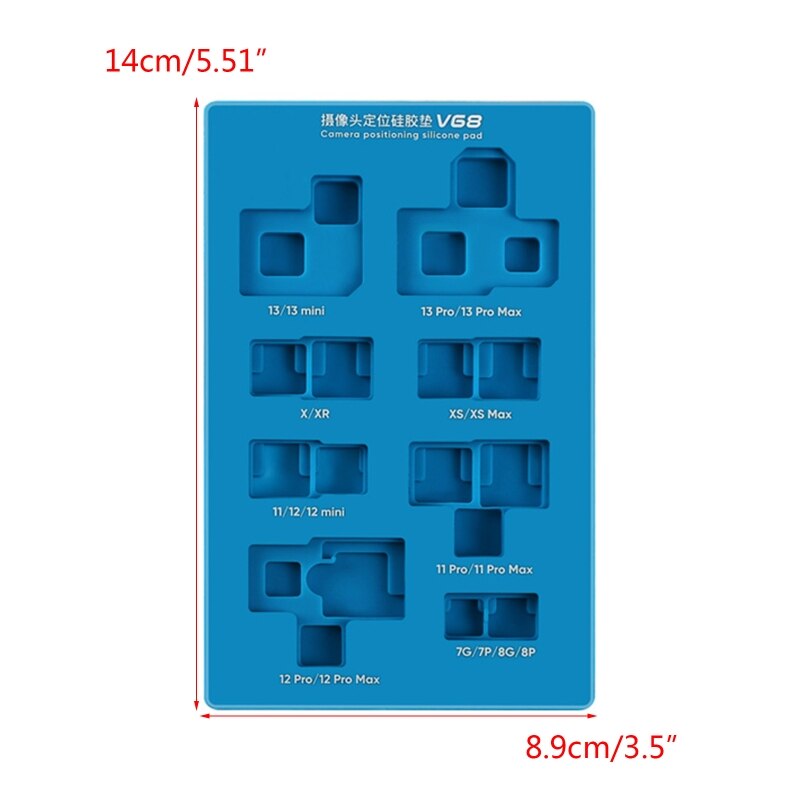 V68 Phone Camera Positioning Silicone Pad for iphone 7 8 12 13promax Mobile Camera Repair Installation Mold 140x89x9mm M04 22