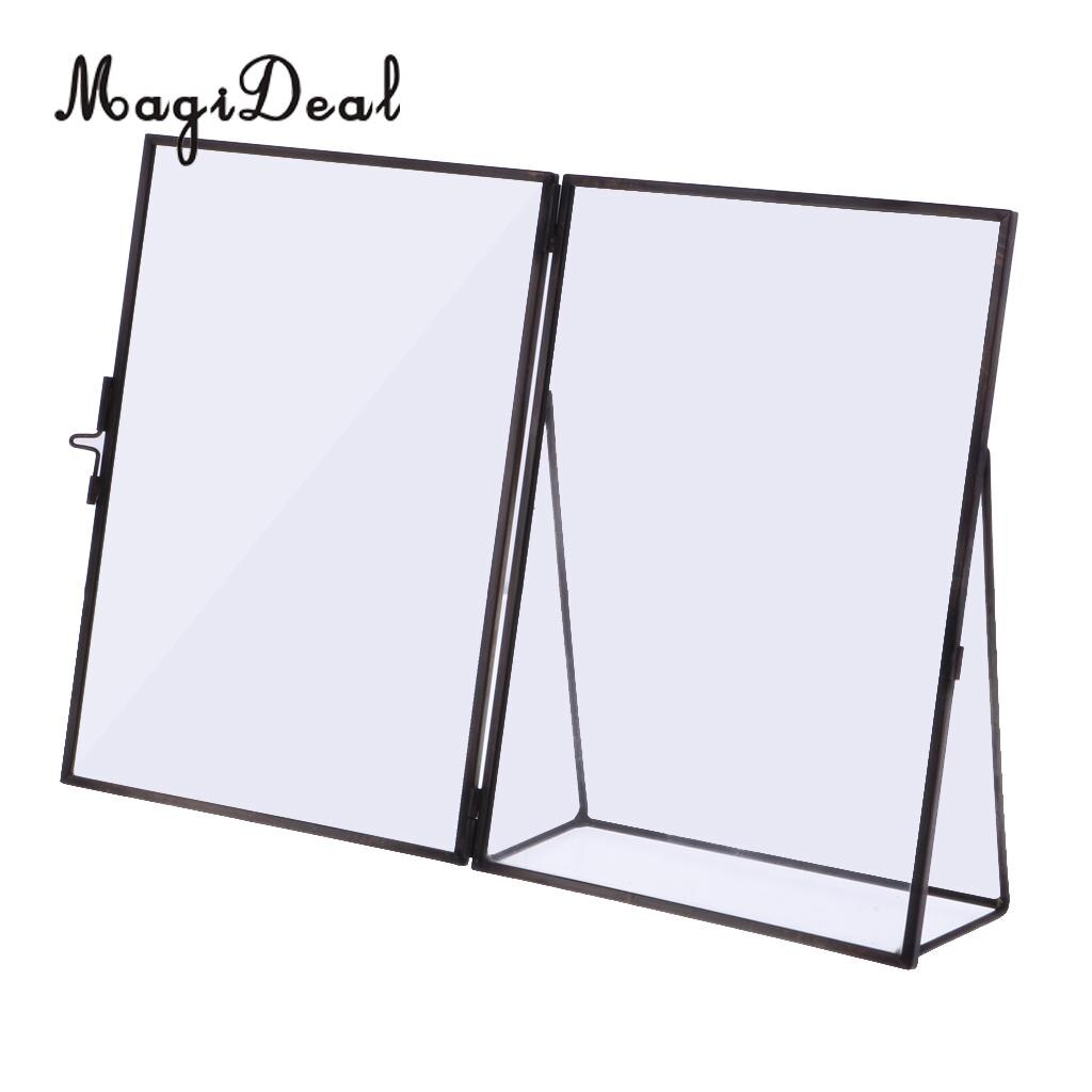 MagiDeal-marco de fotos de cristal, marco de fotos de latón independiente antiguo, Retrato, accesorios de decoración del hogar