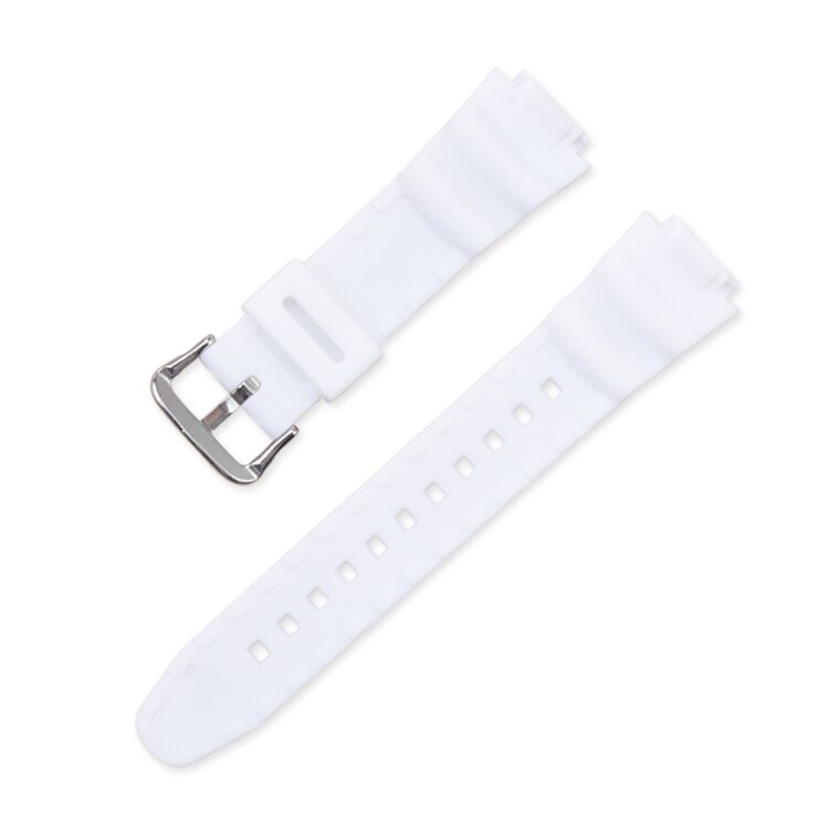 Replace applicable Casio Watch Strap ae-1000w / aq-s810w watch strap with 18mm convex rubber strap: White-silver