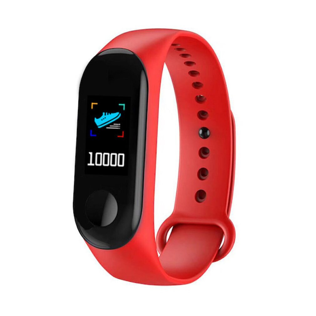 M3 inteligente pulseira de fitness banda com medidor de pulso pressão medição esporte atividade rastreador fitness relógio saúde vida: Vermelho