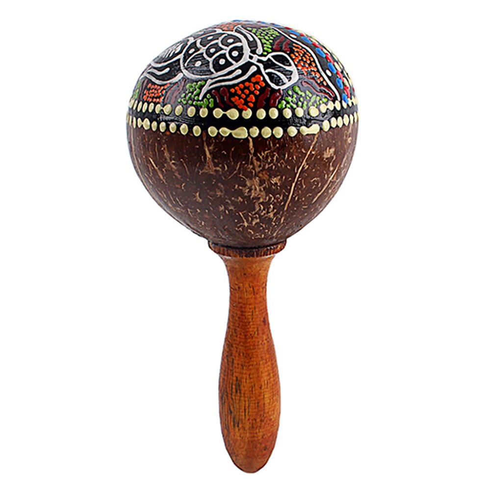 Maraca de arena de cáscara de coco, sonajero de mano, instrumento Musical de juguete de percusión, concha de coco con maraca de arena, novedad de