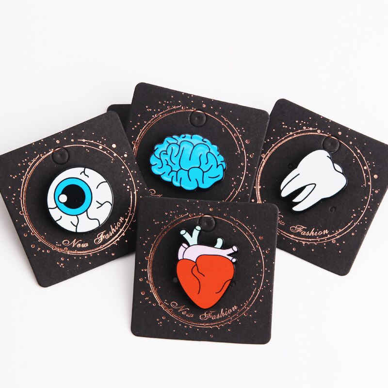 Orgel Hart Pin Custom Cartoon Brain Ogen Tand Broches Acryl Email Revers Pin Overhemd Zak Funny Icons Badge Fans vrienden