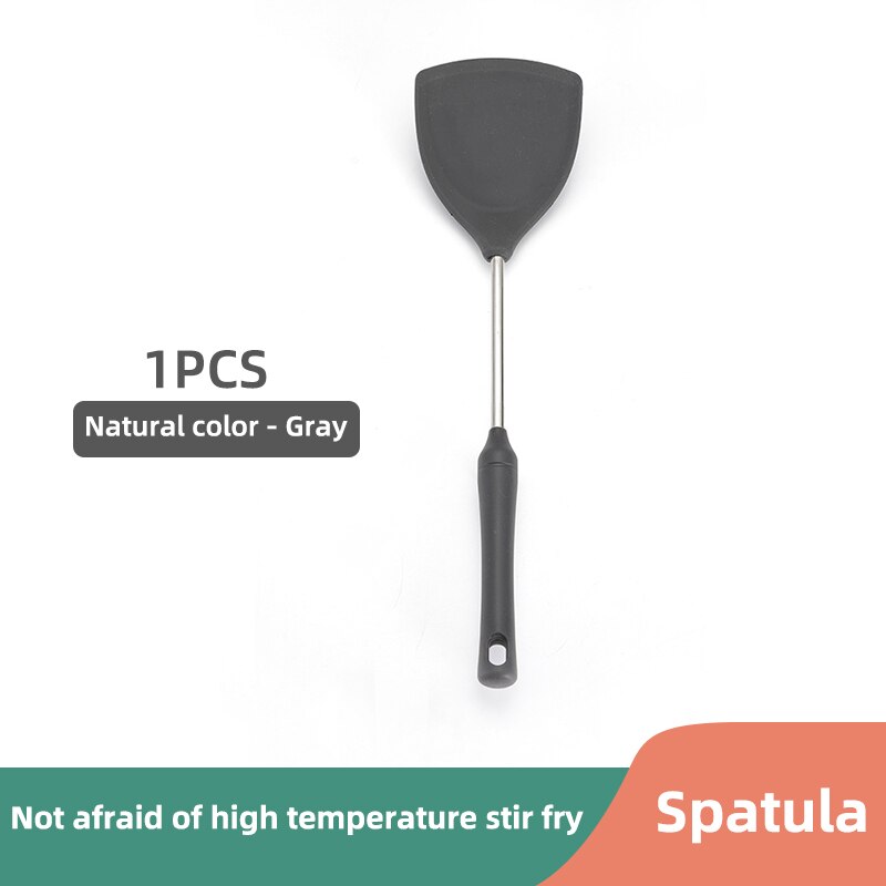 Obelix Simple Silicone Kitchenware Gold-Plated Stainless Steel Non Stick Spatula Kitchenware Cooking Utensils Tool Accessories: 1PCS-Natural-Gray