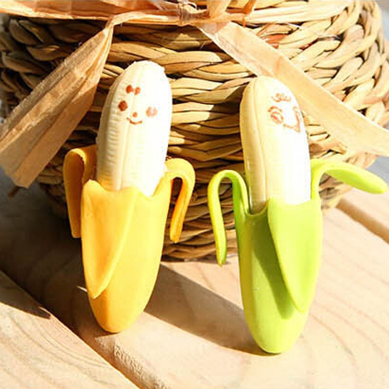 Cartoon Banana Eraser 2 Pcs Lovely Cute Banana Fruit Style Rubber Pencil Eraser Students Stationery School Supplie