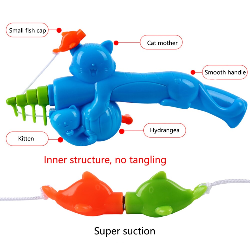 Kinderen Speelgoed Sterke Magnetische Hengel Leuke Kitten Vissen Ouder-kind Interactie Outdoor Speeltuin Hengel 668